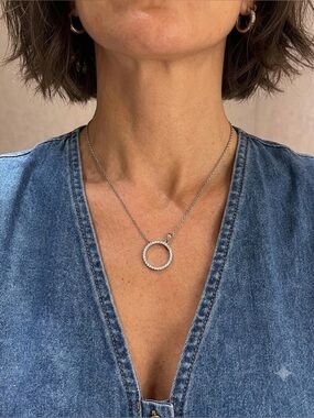 𝅺round Silver Pendant Necklace